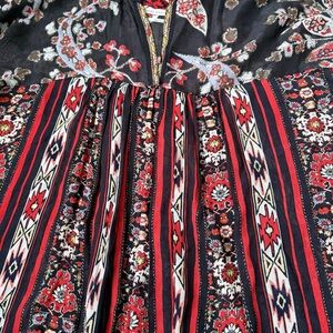 Isabel Marant Étoile Sz 3/Large Red and Black Floral Blouse 100% Viscose BOHO